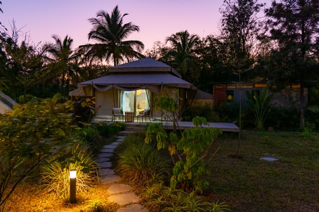Tapovana Zarae | Pet-friendly Tent on 1-Acre with Shared Pool, Sunken Firepit, Gazebo & a Lush Garden, 2