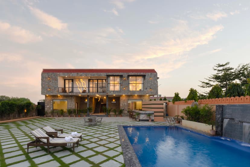 Amaya Farms | 5-BHK Farm Villa with Two Private Pools, Games Room, Balcony & Expansive Garden
