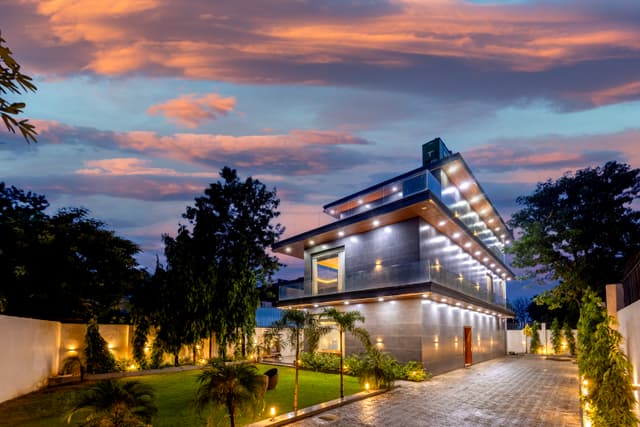 DSG Farm | Pet- friendly modern house Inspired 3-BHK with Bar with lounge, Jacuzzi Private Pool, Swimming pool, Terrace & Garden, 2