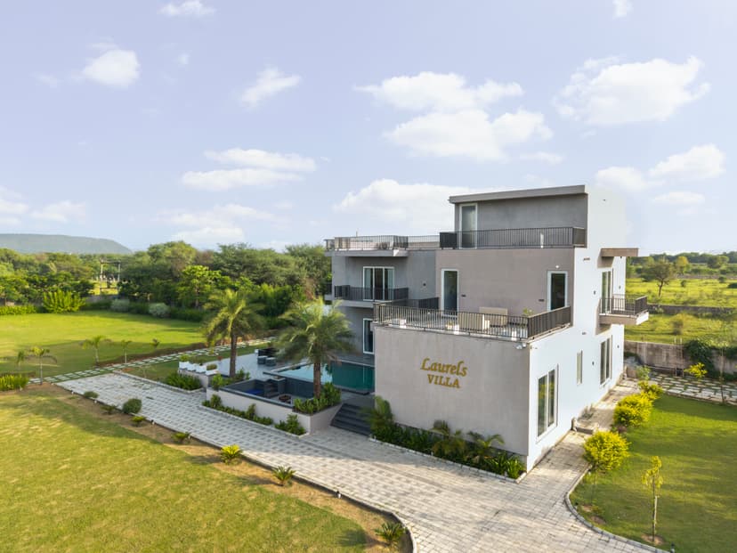 Laurels Villa | 3 BHK Villa With Private Pool, Bonfire Deck, Party Hall & Landscaped Garden