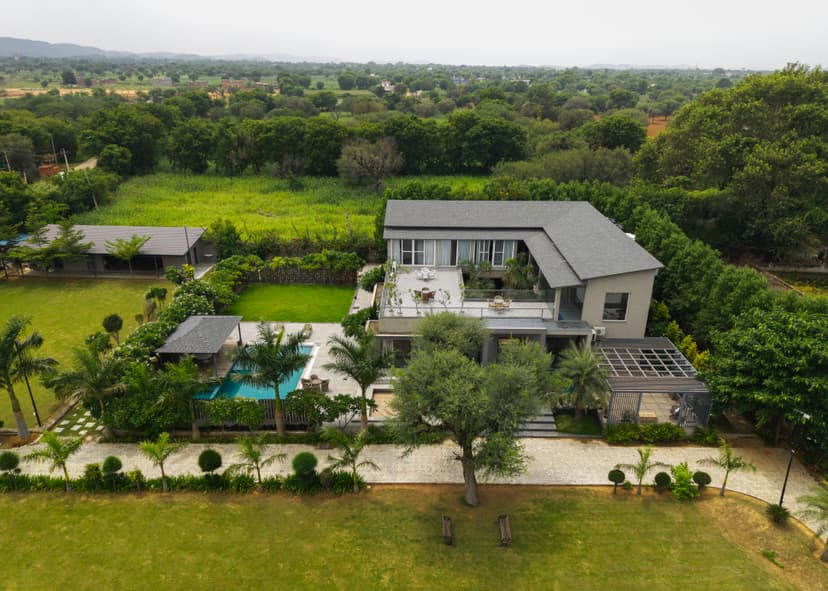Skylark Estate | 5-BHK Forest-View Villa with Private Pool, Gazebo, Indoor Games Lounge, Bonfire Area, Terrace & Garden