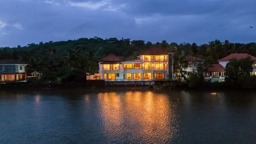 Villa Riviere | Private Riverfront Estate with 6-BHK & 3-BHK, 2 Infinity Pools, Lift, Lounge Area & Kids' Room | 3 Km from Candolim