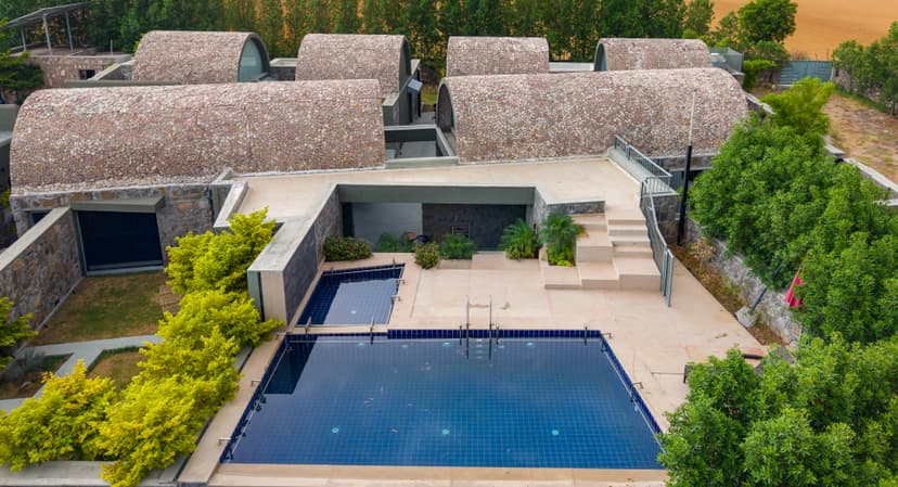 Earthstone | 4-BHK Stone Retreat with Private Pool, Garden, Gazebo, Terrace, & Open-Air Dining 