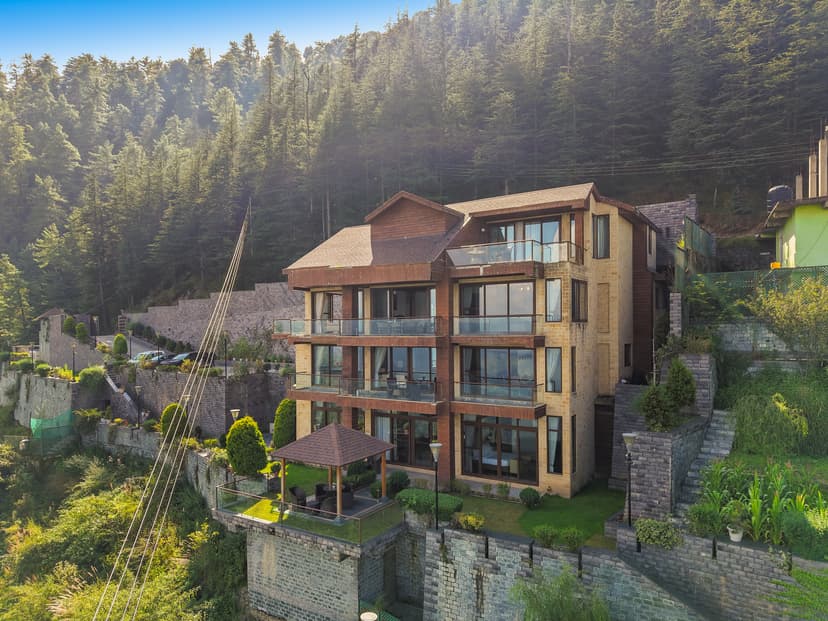 Aranya Himalayan Retreat | 5 BHK Pet-Friendly Hillside Villa with Valley-View Balconies, Gazebo, Landscaped Lawn & In-House Chef