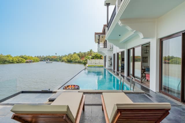 Villa Riviere | Private Riverfront Estate with 6-BHK & 3-BHK, 2 Infinity Pools, Lift, Lounge Area & Kids' Room | 3 Km from Candolim, 3