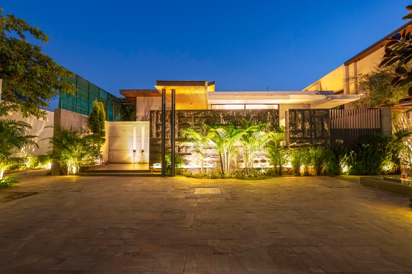 VK9 | 2 BHK Villa with Private Open-Air Plunge Pools, Water Courtyard, Barbecue Lounge, Gym & Lawn