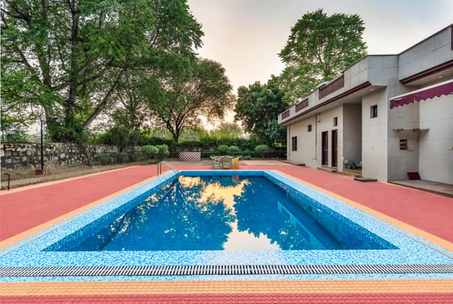 MKS Farms | 3-BHK Farm Villa with Private Swimming Pool, Garden Gazebo, Arched Verandah, Landscaped Lawn & Poolside Dining, 4