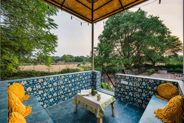 MKS Farms | 3-BHK Farm Villa with Private Swimming Pool, Garden Gazebo, Arched Verandah, Landscaped Lawn & Poolside Dining, 3