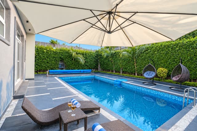 Aarisha Villa | 3 BHK Villa With Private Pool, Egg Swings, Expansive Lawn & Alfresco Seating, 3