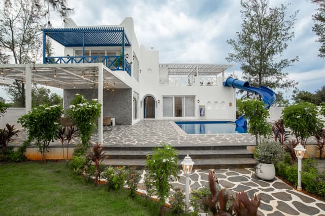 Casa Santorini | Greek Style 2-BHK Villa with Private Swimming Pool, Water Slide, Garden, Open Shower, Jacuzzi, Bathtub & Beach Views, 2