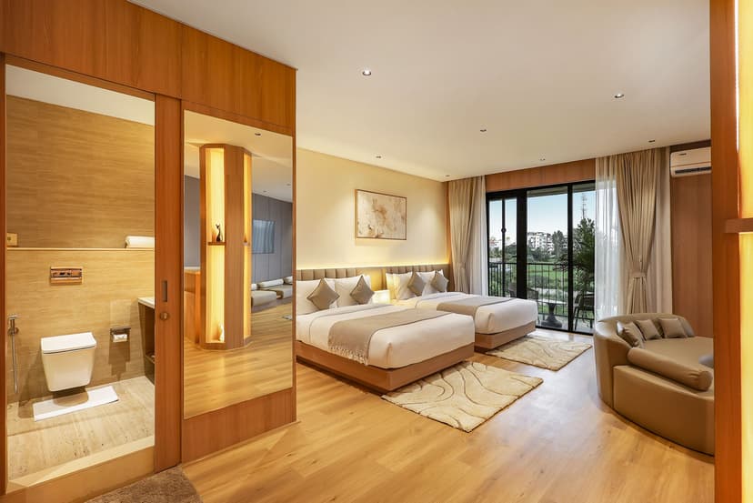 Savian Suites Avira | Two beds room Suite with Balcony in a Business Hotel in Chikkajala, Close to Major Restaurants, Bars & Clubs