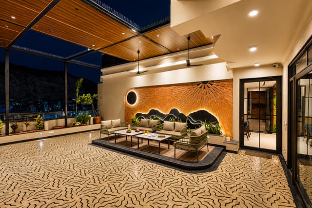 GIRI Penthouse | 2-BHK Penthouse with Terrace, Open-air bar, Lounge, Outdoor jacuzzi & Aravalli Views, 2