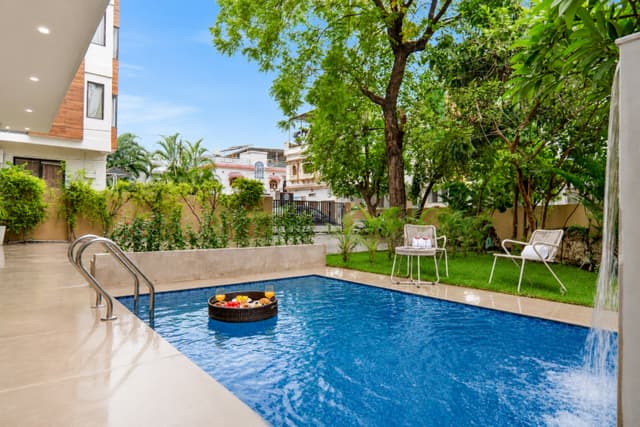 Aira Amar Villa | 3-BHK Retreat with Bathtub, Private Pool & Garden near Karni Mata Temple, 2