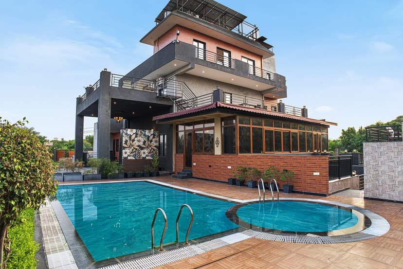 Shivoham Farm | 9 BHK Pet-Friendly Farmhouse With Private Pool, Gaming Room, Gazebo, Temple & 1.5-Acre Lawns