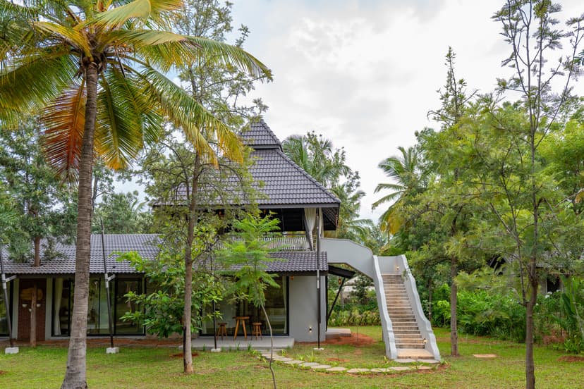 Saukhyam | Pet-Friendly 3 BHK Farm Villa with Open-Air Movie Lounge, Fire Pit, Cabana & Landscaped Garden